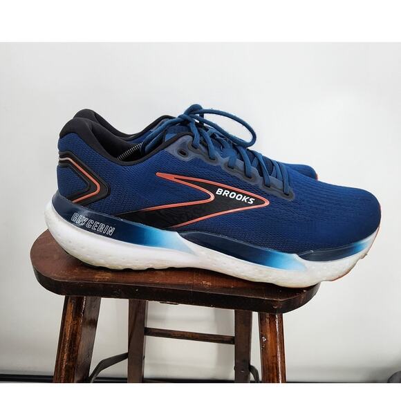 Men's Brooks Glycerin 21 Running Athletic Sneakers Blue Orange Size US 14 - Picture 1 of 11